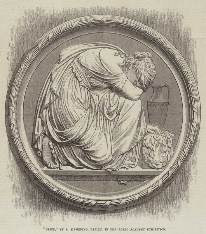 "Grief," av R Siemering, Berlin, i Royal Academy Exhibition (gravyr) av English School