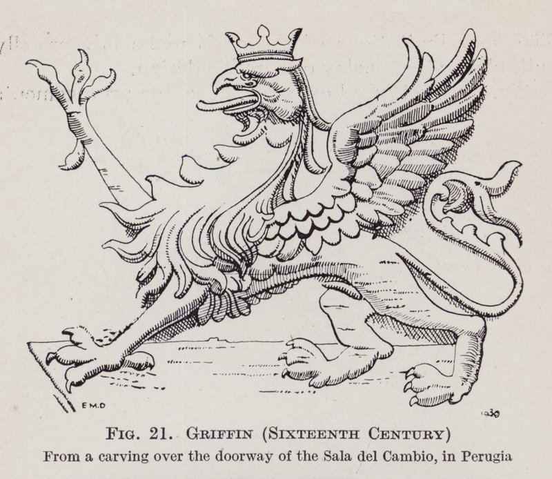 Griffin, sextonde århundradet (litho) av English School