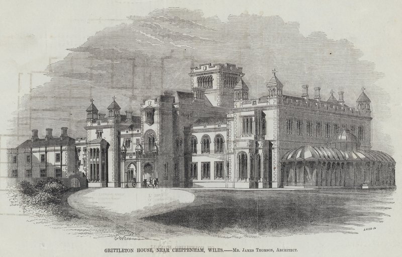 Grittleton House, nära Chippenham, Wilts (gravyr) av English School