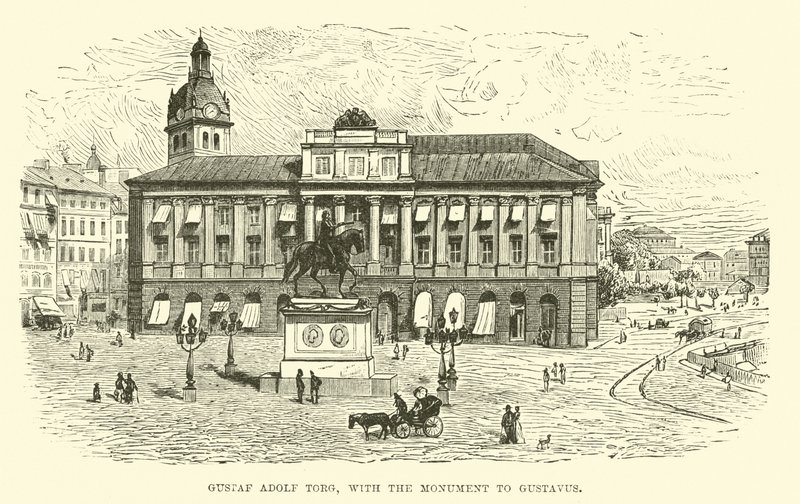 Gustaf Adolf Torg, med monumentet över Gustavus av English School