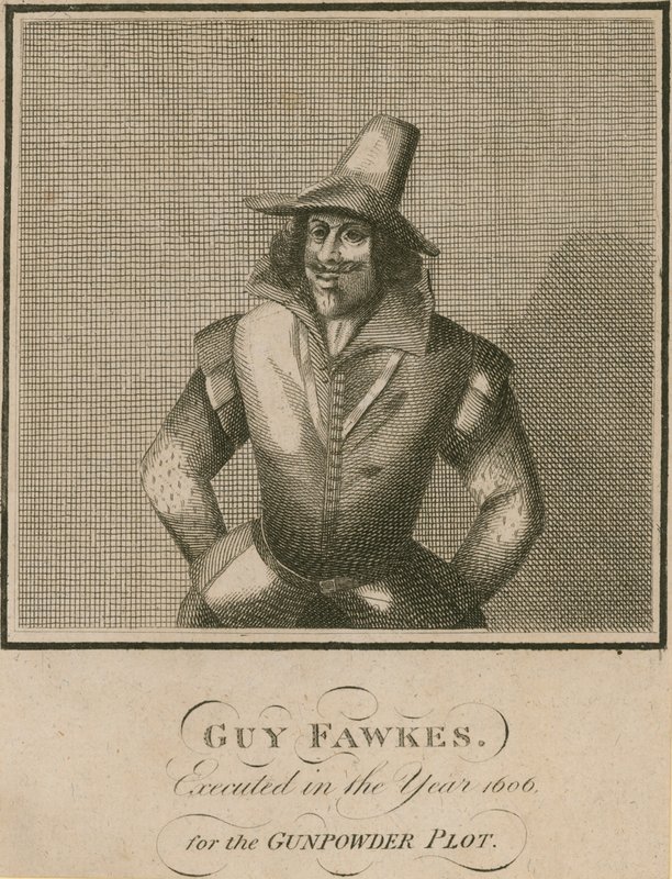 Guy Fawkes, avrättad år 1606 för Gunpowder Plot av English School