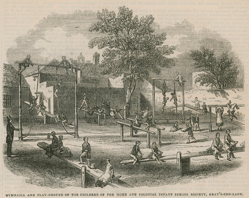 Gymnasium och lekplats för barnen i Home and Colonial Infant School Society av English School