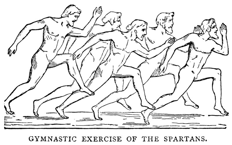 Gymnastikövningar för spartanerna, illustration från The Illustrated History of the World, c.1880 av English School