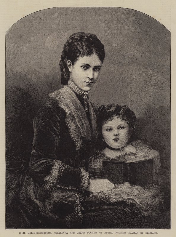 HIH Marie-Feodorovna, Cesarevna och storhertiginnan av Ryssland, prinsessan Dagmar av Danmark (gravyr) av English School