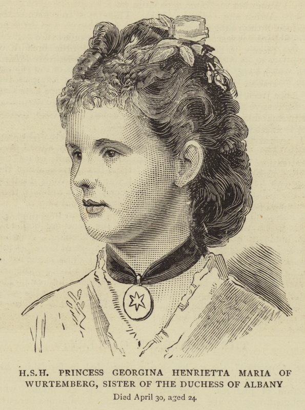 HSH Prinsessan Georgina Henrietta Maria av Würtemberg, syster till hertiginnan av Albany (gravyr) av English School