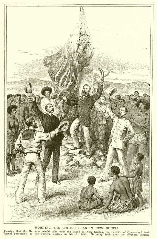 H. M. Chester, Queensland Magistrate vid hissningen av den brittiska flaggan i Nya Guinea, mars 1883 av English School