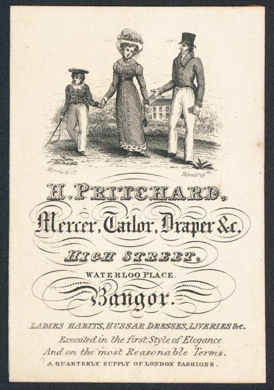 H Pritchard, mercer, skräddare och draperi, handelskort av English School