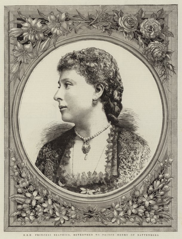 H R H Prinsessan Beatrice, förlovad med prins Henrik av Battenberg (gravyr) av English School