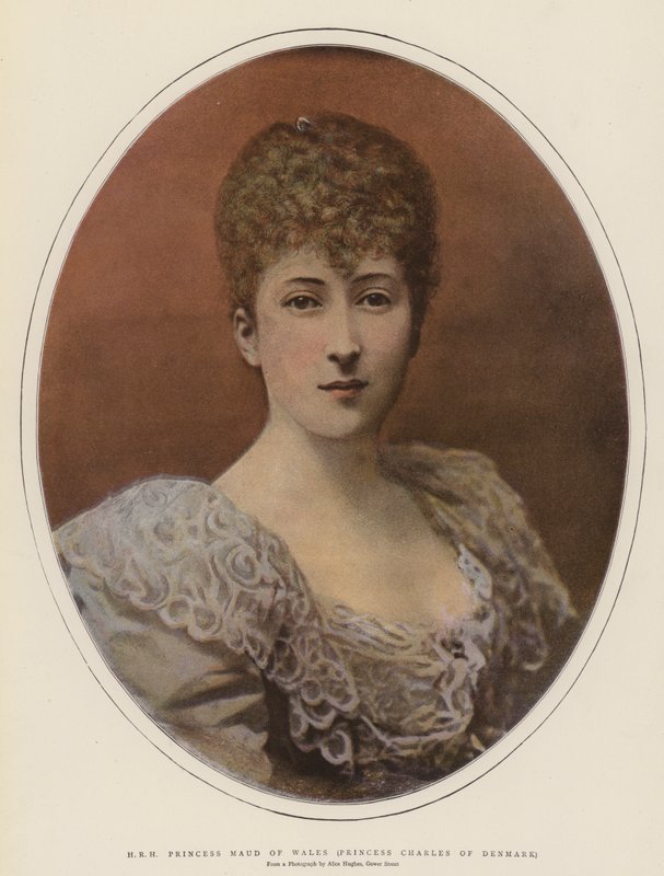 H R H Prinsessan Maud av Wales, Prinsessan Charles av Danmark (färg litho) av English School