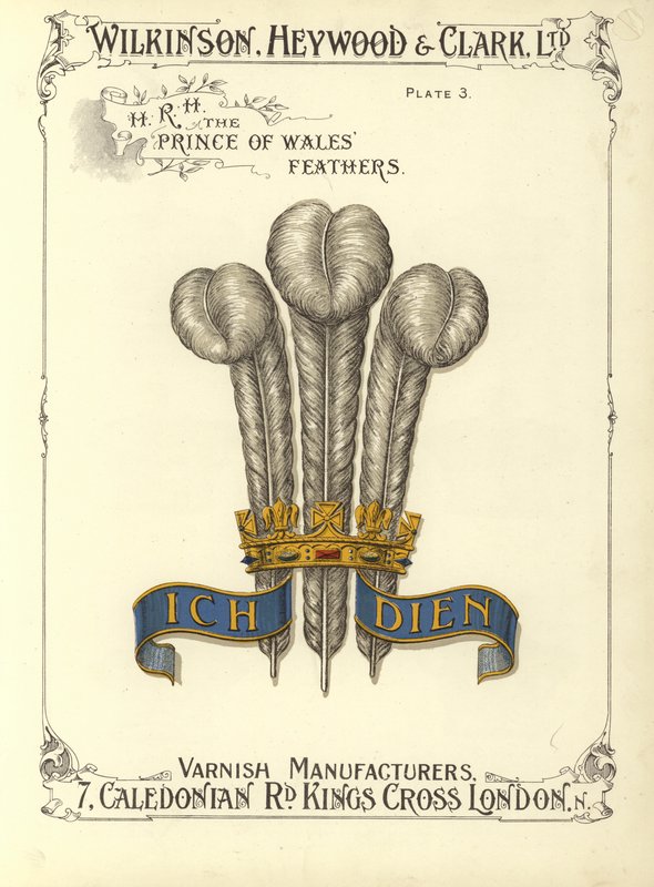 H R H prinsen av Wales fjädrar (chromolitho) av English School