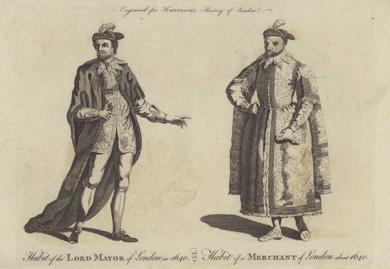 Habit of the Lord Mayor of London 1640 och Habit of a Merchant of London 1640 av English School