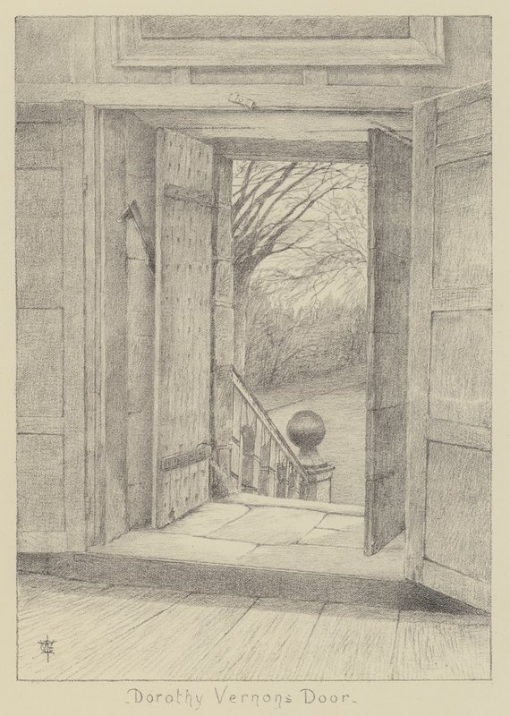 Haddon Hall, Dorothy Vernons dörr (litho) av English School