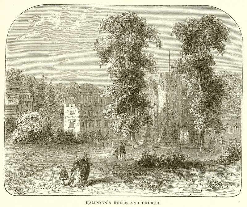 Hampdens hus och kyrka av English School