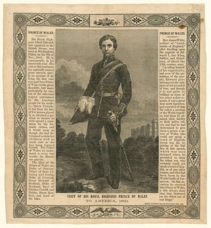 Näsduk till minne av Prince of Wales resa till Amerika, 1860 av English School