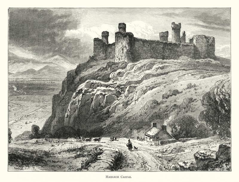 Harlech Castle (gravyr) av English School