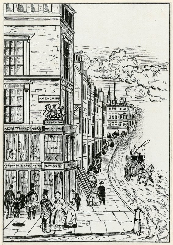 Hatton Garden och Holborn, 1866 av English School