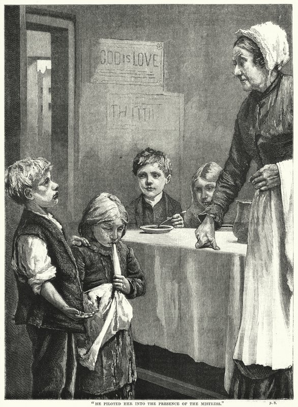 "Han lotsade henne in i älskarinnans närvaro" (gravyr) av English School