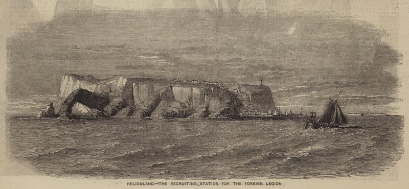 Helgoland, rekryteringsstation för främlingslegionen (gravyr) av English School