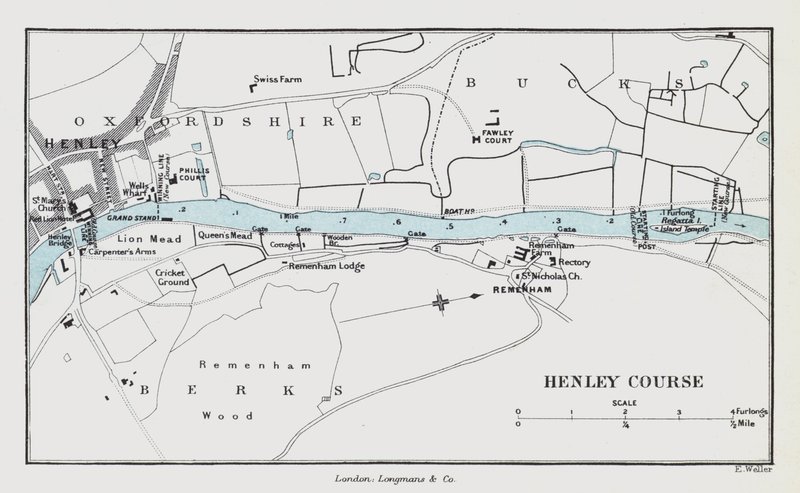 Henley Course (färgad gravyr) av English School