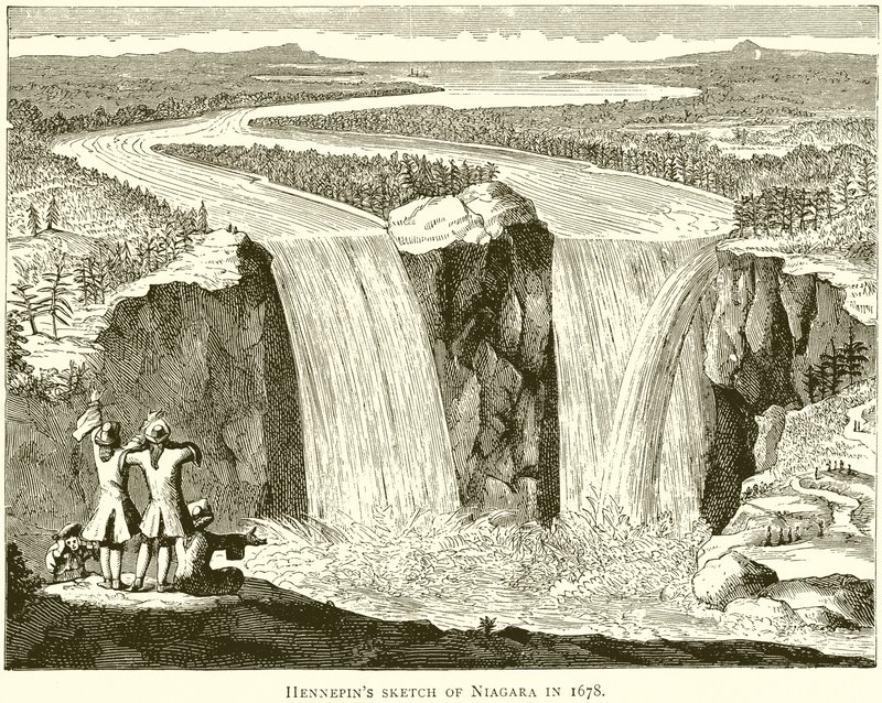 Hennepins Sketch of Niagara 1678 av English School