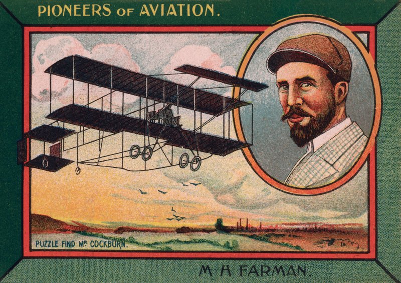 Henri Farman, anglo-fransk flygpionjär, flygplansdesigner och tillverkare (chromolitho) av English School