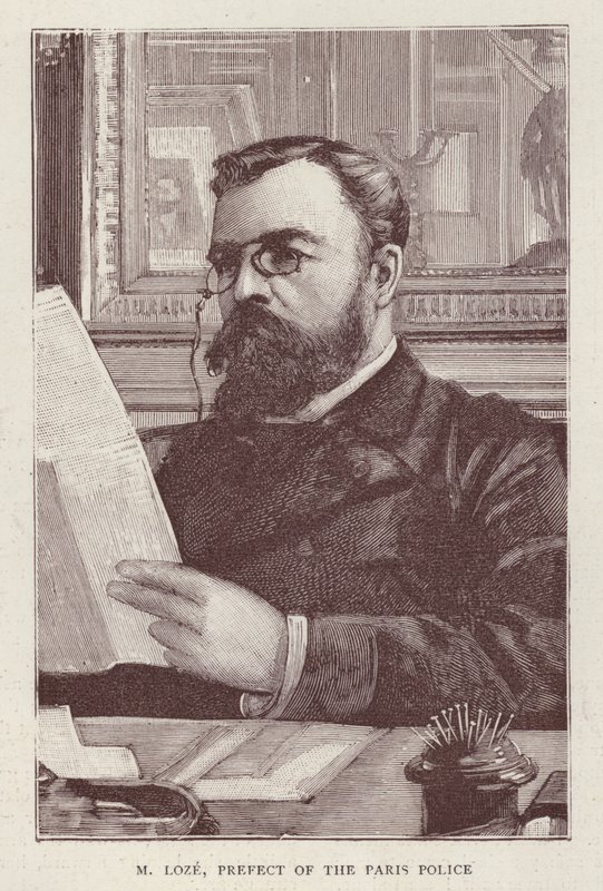 Henri Loze, fransk politiker och polisprefekt för Paris (litho) av English School