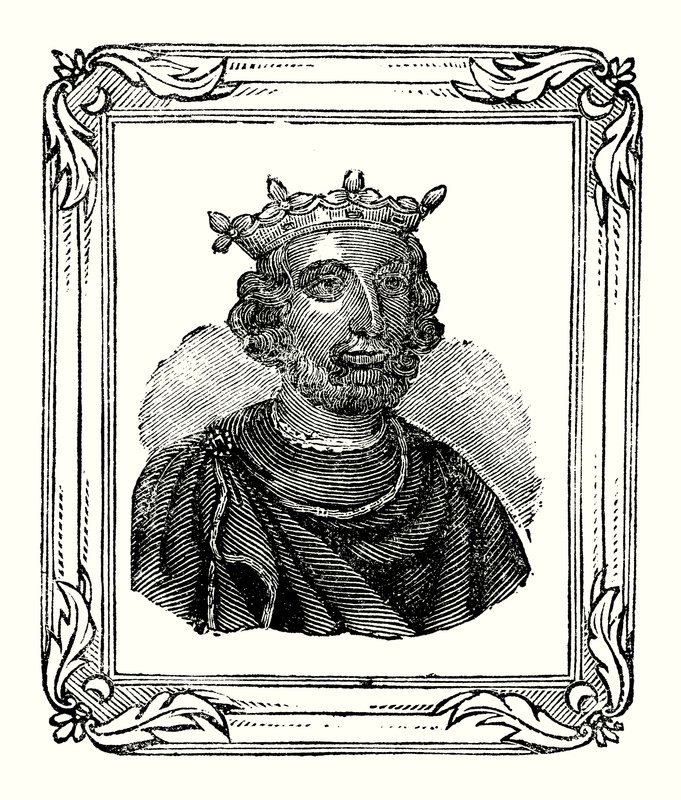 Henrik III föddes 1208, kröntes 1216 och dog 1272 (gravyr) av English School