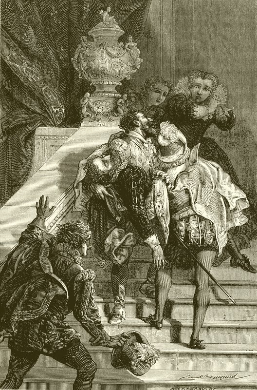 Henrik IV sårad, förd till Louvren av English School