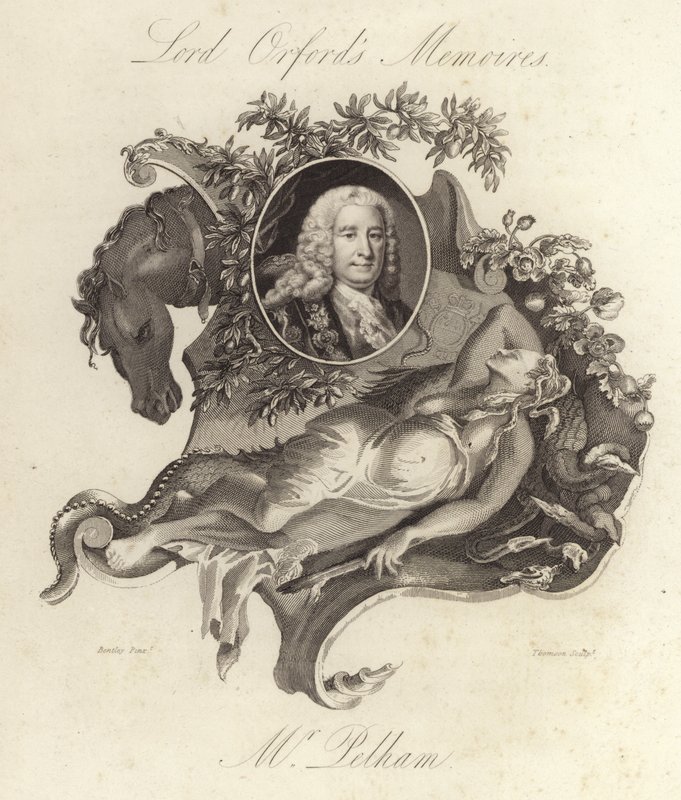 Henry Pelham, brittisk whigpolitiker och premiärminister (gravyr) av English School