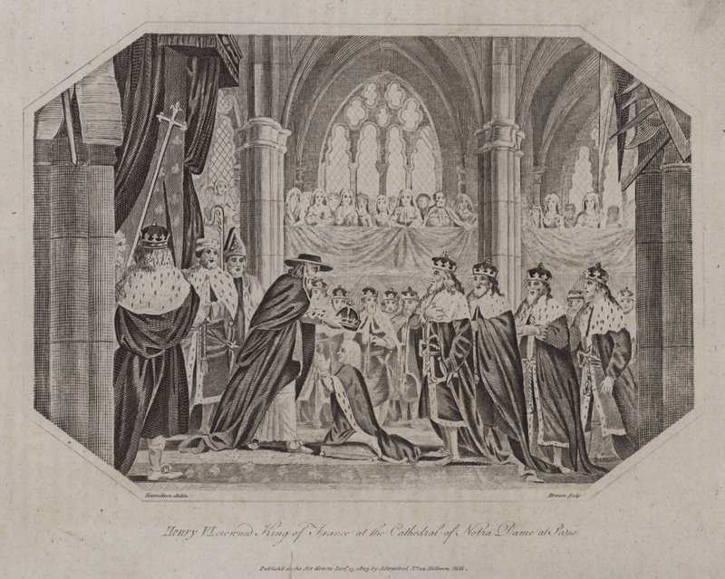 Henrik VI kröntes till kung av Frankrike i katedralen Notre Dame i Paris 1431 av English School