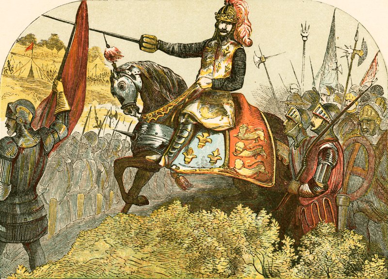 Henrik V i slaget vid Agincourt av English School