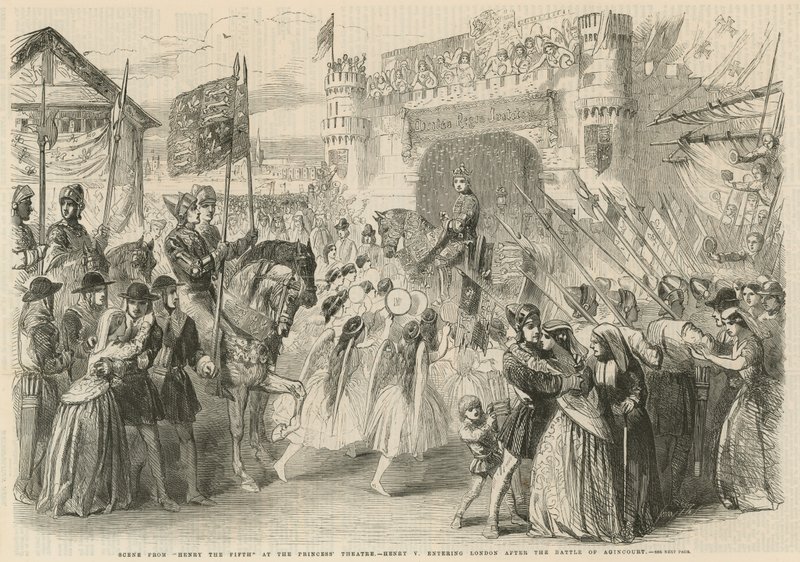 Henry V kommer in i London efter slaget vid Agincourt av English School