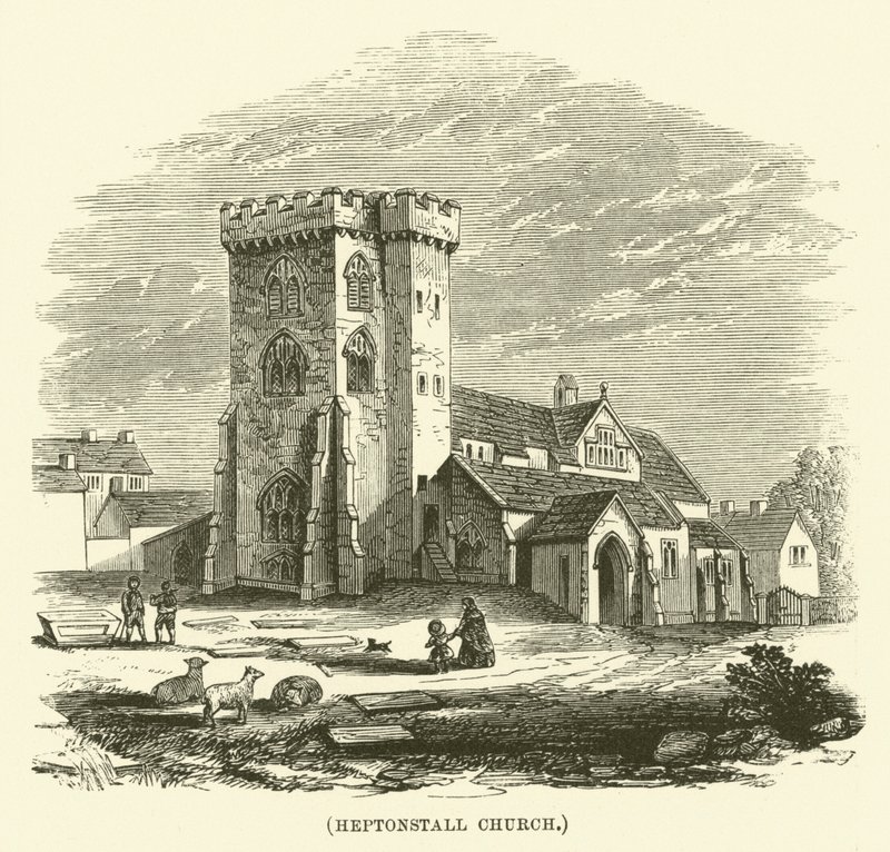 Heptonstalls kyrka (gravyr) av English School