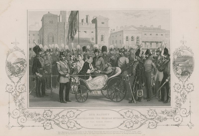 Hennes Majestät delade ut Krimmedaljerna vid hästgardet den 18 maj 1856 av English School
