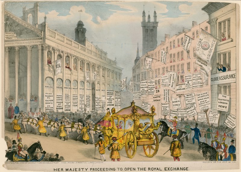 Hennes Majestät fortsätter att öppna Royal Exchange, London av English School