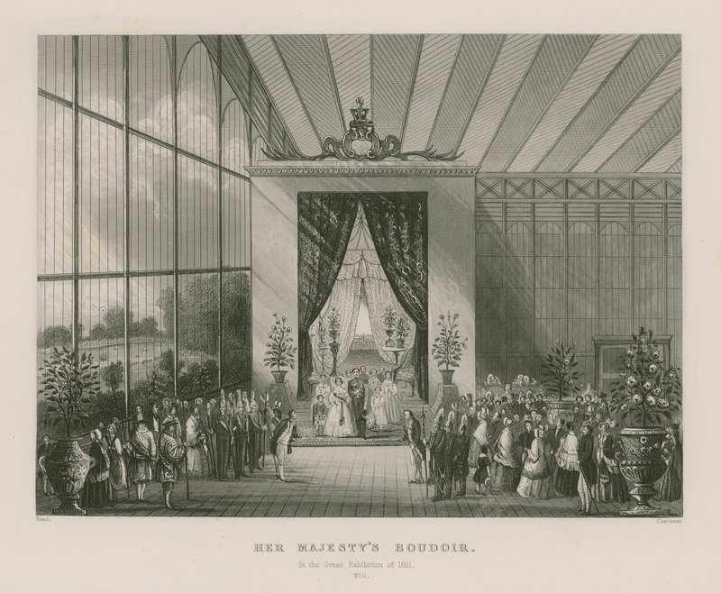 Hennes Majestäts Boudoir i den stora utställningen 1851 av English School