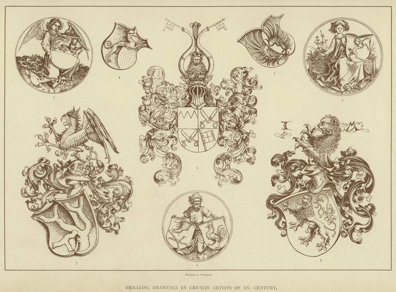 Heraldiska teckningar av tyska konstnärer från 1600-talet (litografi) av English School