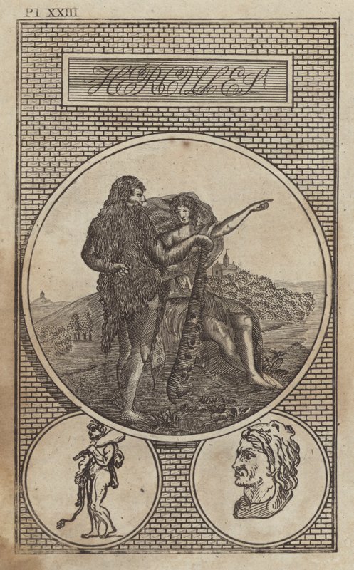 Hercules, antik romersk hjälte och gud (gravyr) av English School