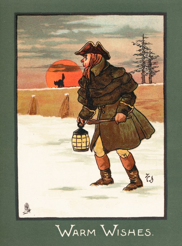 Highwayman i snö, julkort av English School