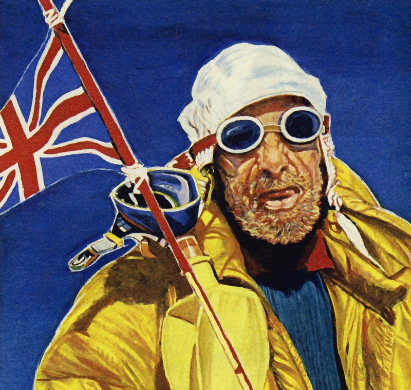 Hillary och Tenzing nådde toppen av Everest och planeten Union Jack av English School