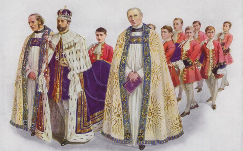 Hans Majestät Kungen går in i klostret av English School