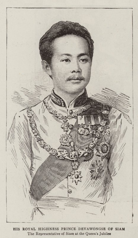 Hans Kungliga Höghet Prins Devawongse av Siam (gravyr) av English School