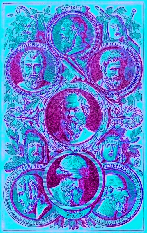Historiker, filosofer och dramatiker från det antika Grekland, illustration från The Illustrated History of the World, publicerad ca 1880 (digitalt förbättrad bild) av English School