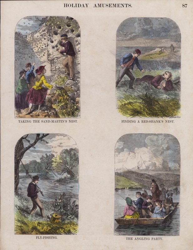 Semesternöjen (färgad gravyr) av English School