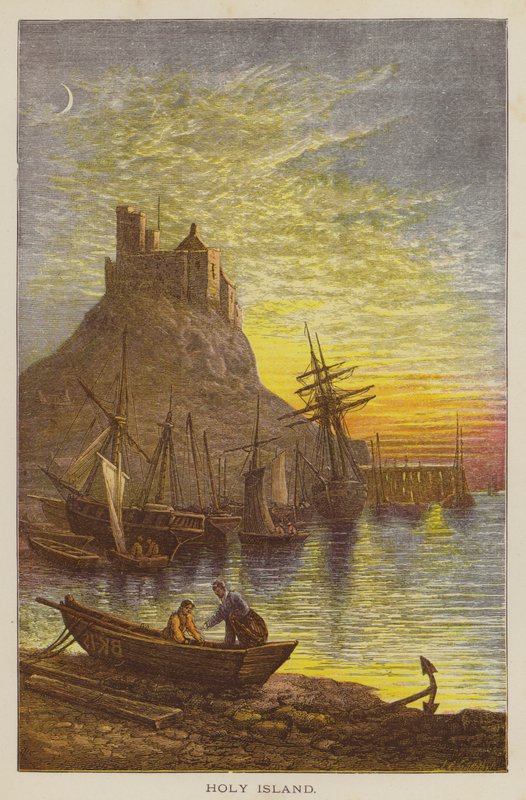 Holy Island (färgad gravyr) av English School