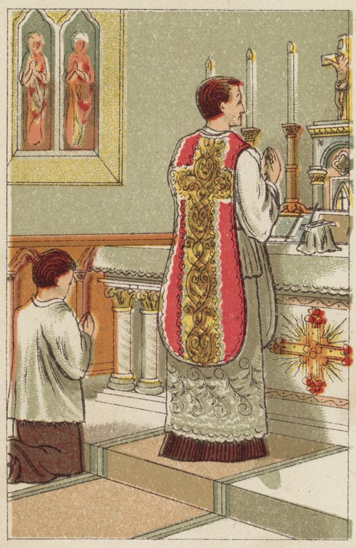 Helig mässa (färg litho) av English School