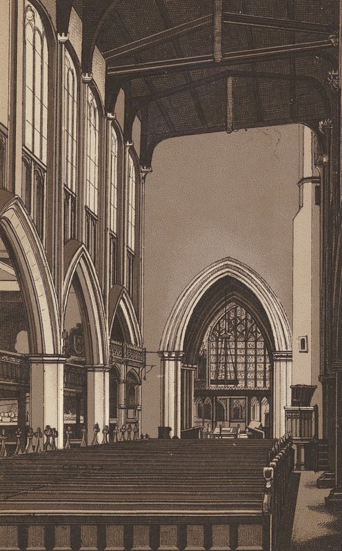 Holy Trinity Church, Stratford on Avon (litografi) av English School