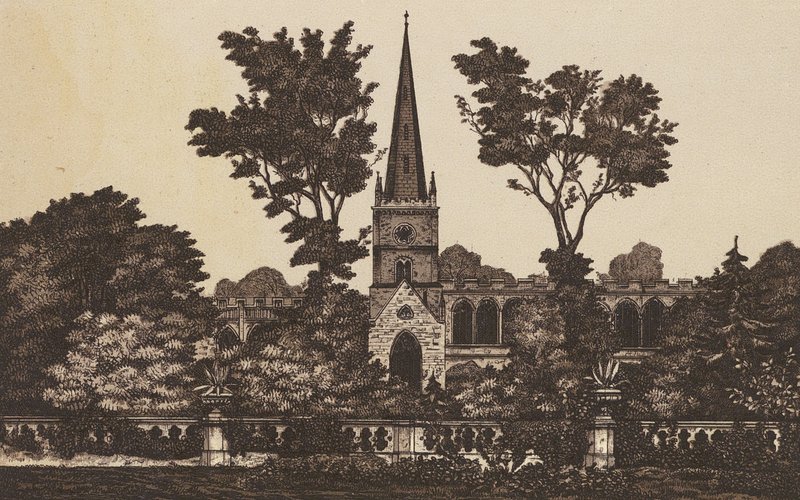 Holy Trinity Church, Stratford on Avon (litografi) av English School