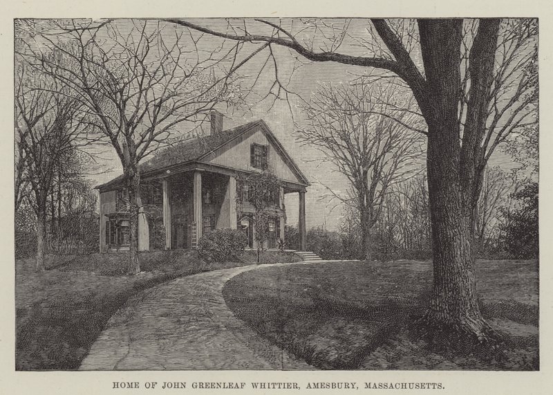 Hem för John Greenleaf Whittier, Amesbury, Massachusetts (gravyr) av English School