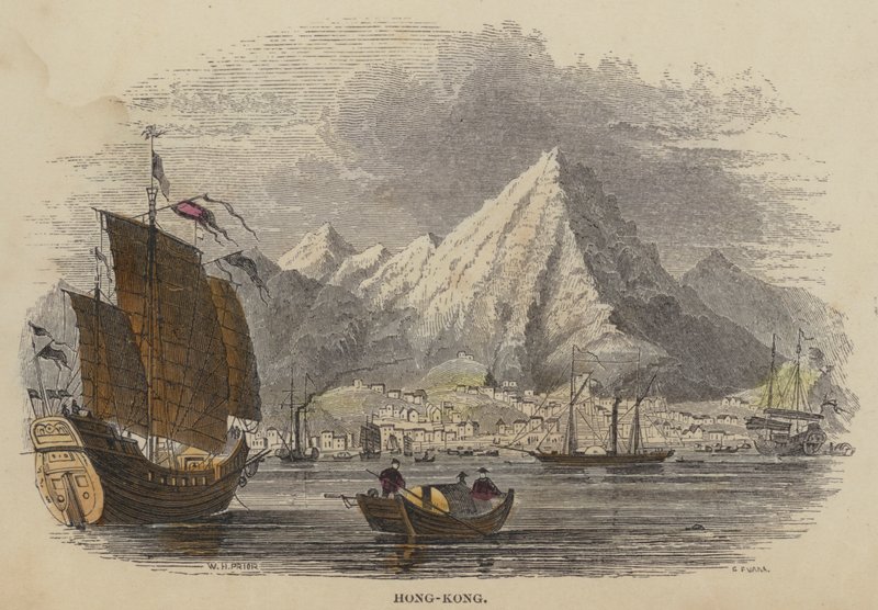 Hong-Kong (färgad gravyr) av English School